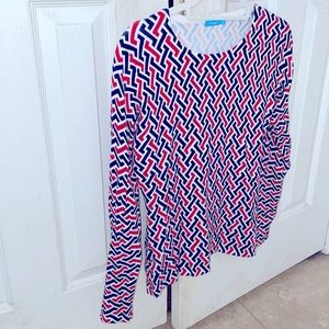 J. McLaughlin Red, White, & Blue Button Sleeve Sweater XS